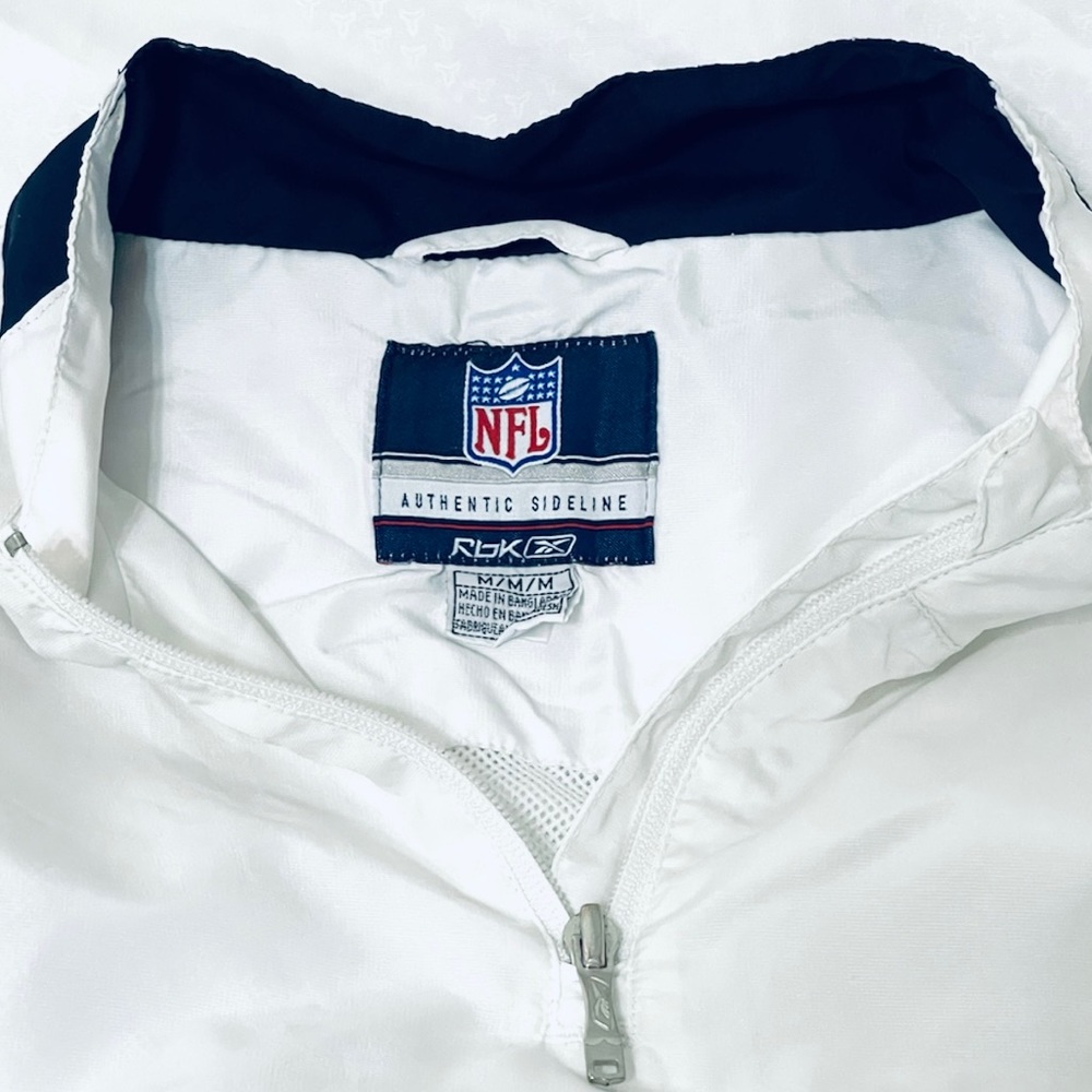 SOLD NFL Men's RBK Athletic Sideline Dallas Cowboys White/Navy Pull Over Jacket - Picture 5 of 11